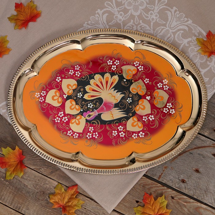 Набор «Глухари», жёлудь, 3 предмета, самовар 3 л, заварочный чайник 0,7 л, поднос