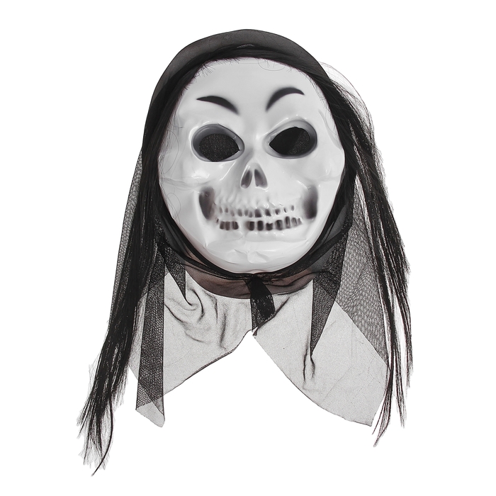 Карнавальная маска "Череп" с волосами