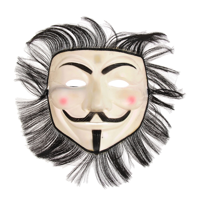 Карнавальная маска "Гай Фокс" с волосами