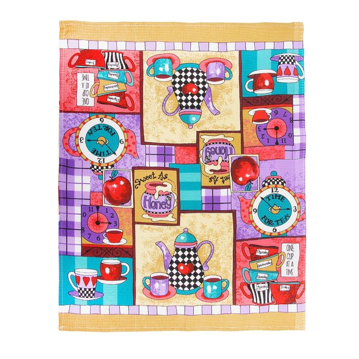 Полотенце вафельное "Чаепитие", размер 45х62 см, 160 гр/м2, цвет сирень