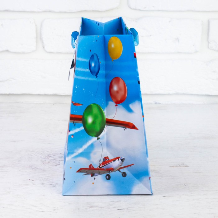 Пакет ламинированный горизонтальный "С Днем Рождения", Самолет, 31 х 40 см, + мини-открытка