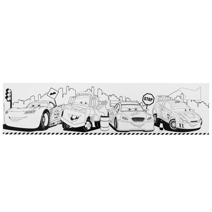 Пакет ламинированный горизонтальный "С Днем Рождения", Тачки, 23 х 27 см, + раскраска, мини-открытка