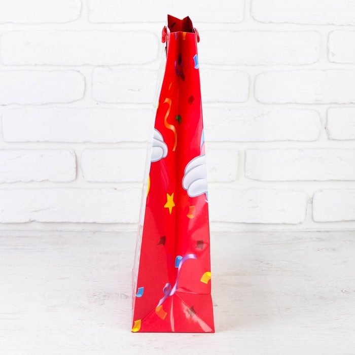 Пакет ламинированный вертикальный "С Днем Рождения", Микки Маус,18 х 23 см, + мини-открытка