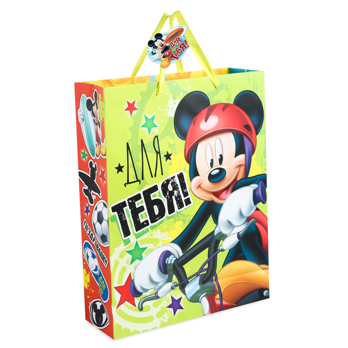 Пакет ламинированный вертикальный "Для тебя", Микки Маус, 31 х 40 см, + мини-открытка