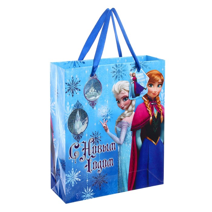 Пакет ламинат вертикальный "С Новым Годом", Холодное сердце, 23 х27 см, + мини-открытка