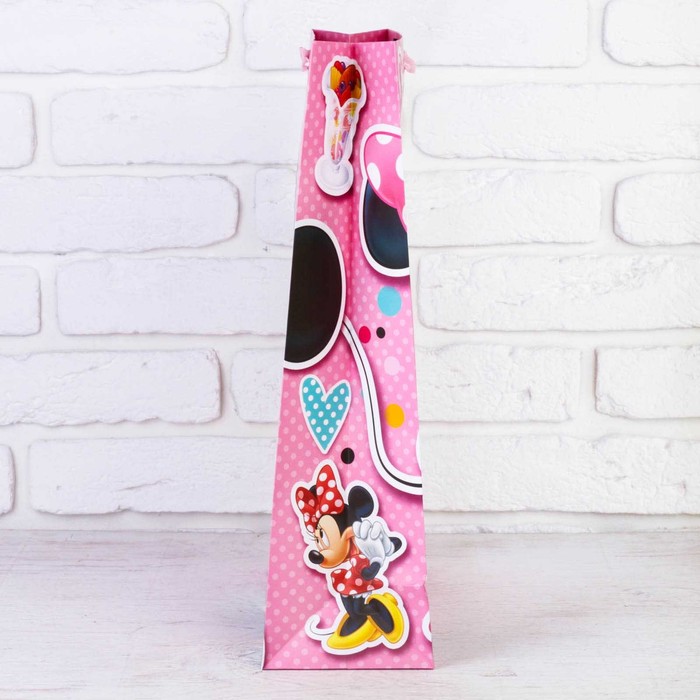 Пакет ламинированный вертикальный "Самой Красивой Девочке", Минни Маус, 23 х 27 см, + мини-открытка