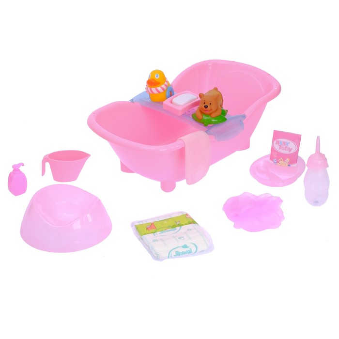 Пупс в вязаном костюмчике с аксессуарами, пьёт из бутылочки, писает в горшочек, звуковые эффекты