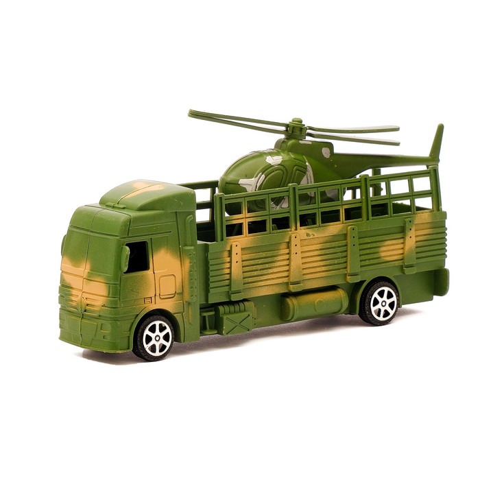 Грузовик инерционный "Военный", с машиной и вертолетом