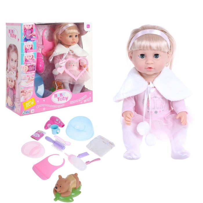 Пупс "Малышка-парикмахер", с аксессуарами, пьет из бутылочки, писает в горшочек, звуковые эффекты, работает от батареек, МИКС