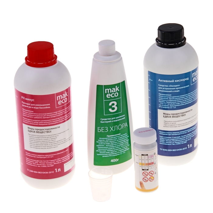 Комплект препаратов для дезинфекции воды в бассейне MAK AQUA БЕЗ ХЛОРА