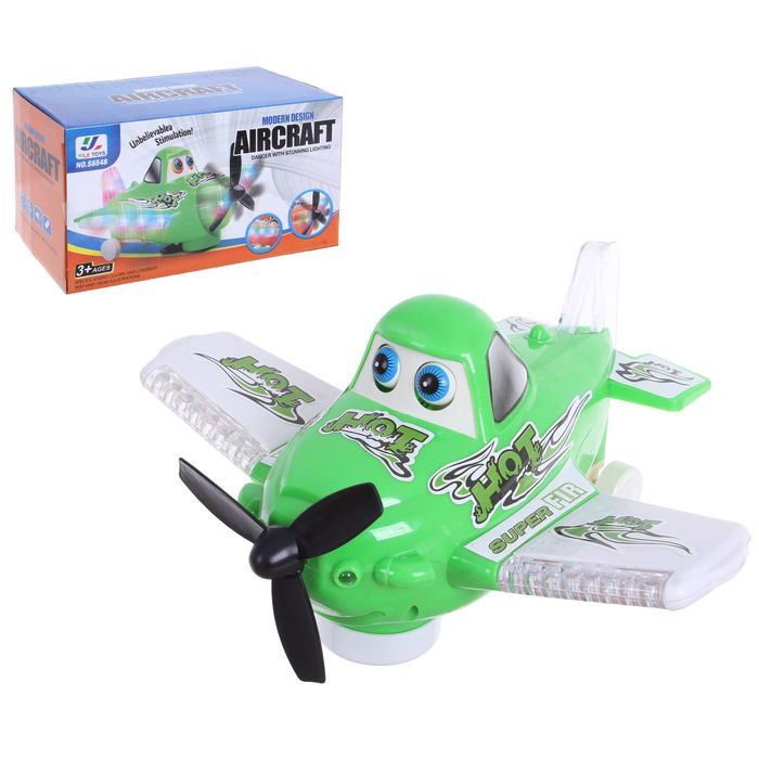 Самолёт "Малыш", работает от батареек, моргает глазами, световые и звуковые эффекты, МИКС