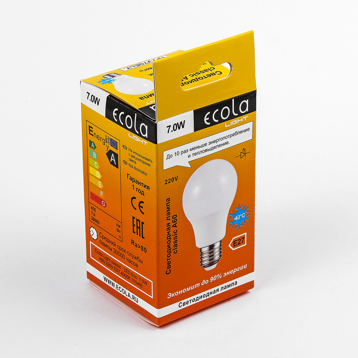Лампа светодиодная Ecola, Е27, 7 Вт, 4000 K