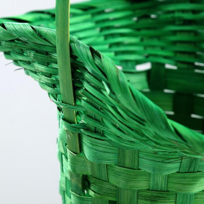 фото Корзина плетёная, бамбук, зелёная, (шляпка), большая