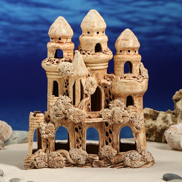 Декорации для аквариума "Многоэтажный замок" средний