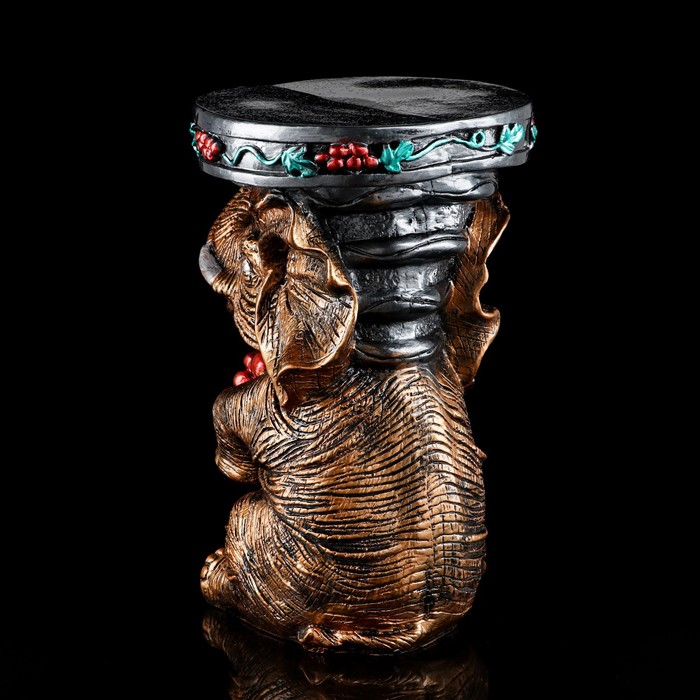 Подставка декоративная "Слон" большой, бронза, микс