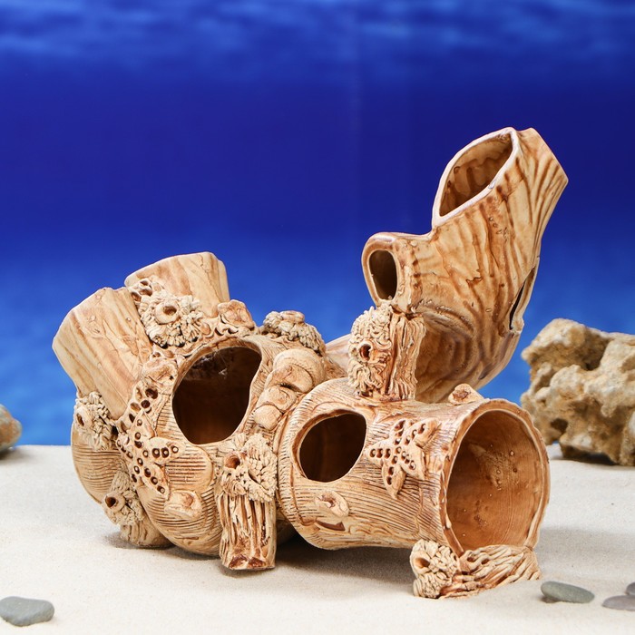 Декорации для аквариума "Сомятник в коряге" вертикальная амфора