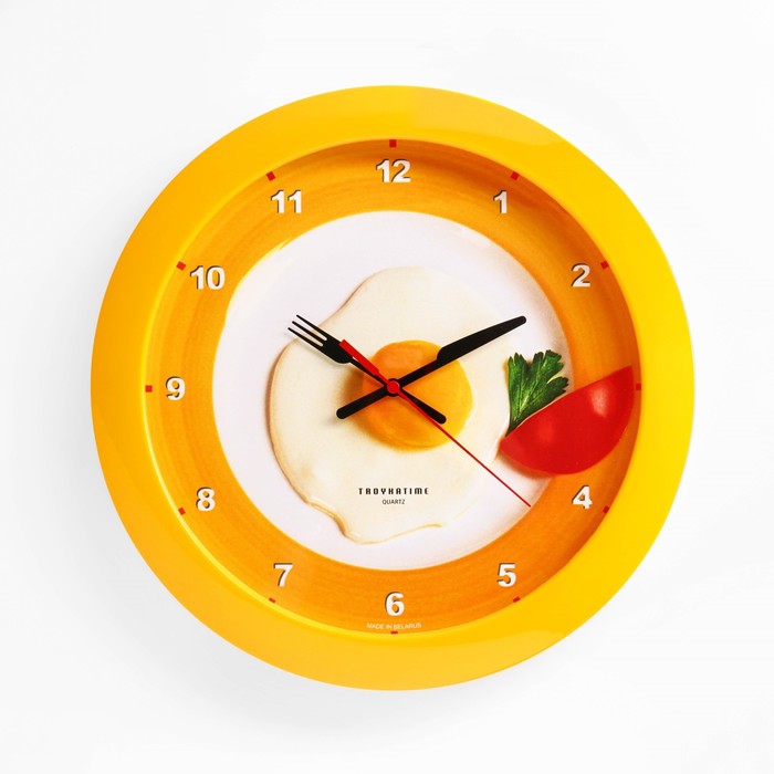 Часы настенные, серия: Кухня, Яичница, 29 х 29 см, желтый обод настенные часы первый мебельный яичница