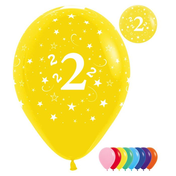 Шар латексный 12" "Цифра 2", пастель, набор 25 шт., цвета МИКС