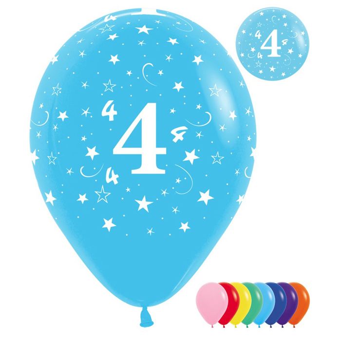 Шар латексный 12" "Цифра 4", пастель, набор 25 шт., цвета МИКС