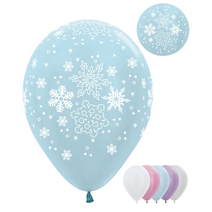 Шар латексный 12" "Снежинки", перламутр, набор 100 шт., цвета МИКС