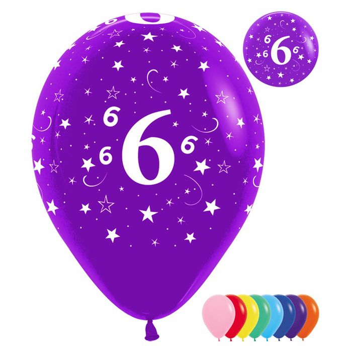 Шар латексный 12" "Цифра 6", пастель, набор 25 шт., цвета МИКС
