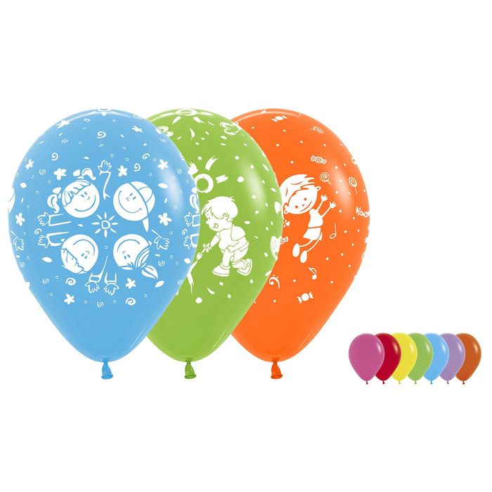 Шар латексный 12" "Детки", пастель, набор 50 шт., 3 дизайна, цвета МИКС