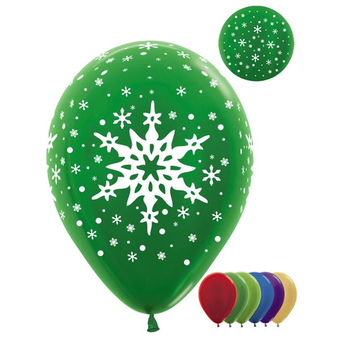 Шар латексный 12" "Большая снежинка", металл, набор 100 шт., цвета МИКС