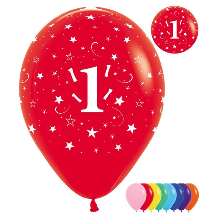Шар латексный 12" "Цифра 1", пастель, набор 25 шт., цвета МИКС