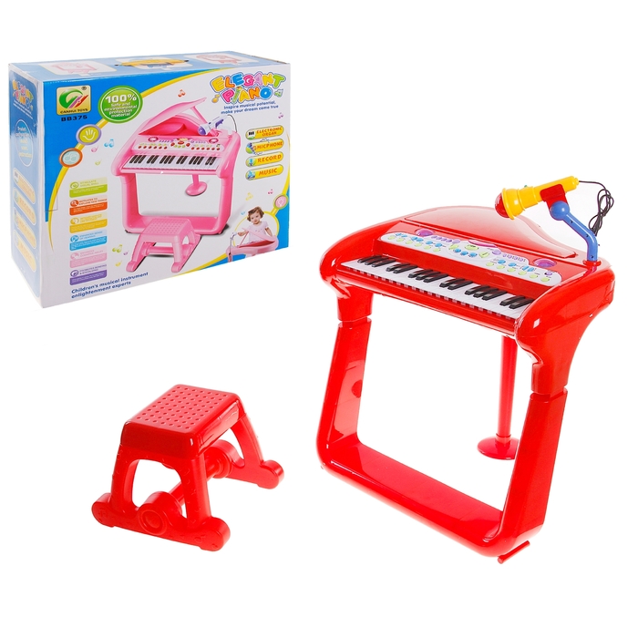 Синтезатор «Звёздочка» с микрофоном и стульчиком, звуковые эффекты, работает от батареек