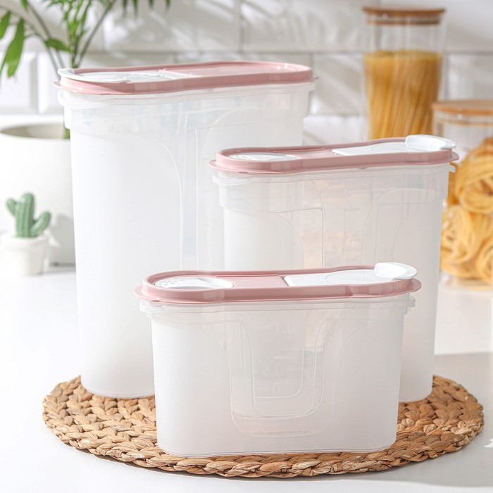 Набор банок "Стайл", 3 шт: 1,3 л; 2,2 л; 4 л, цвет МИКС