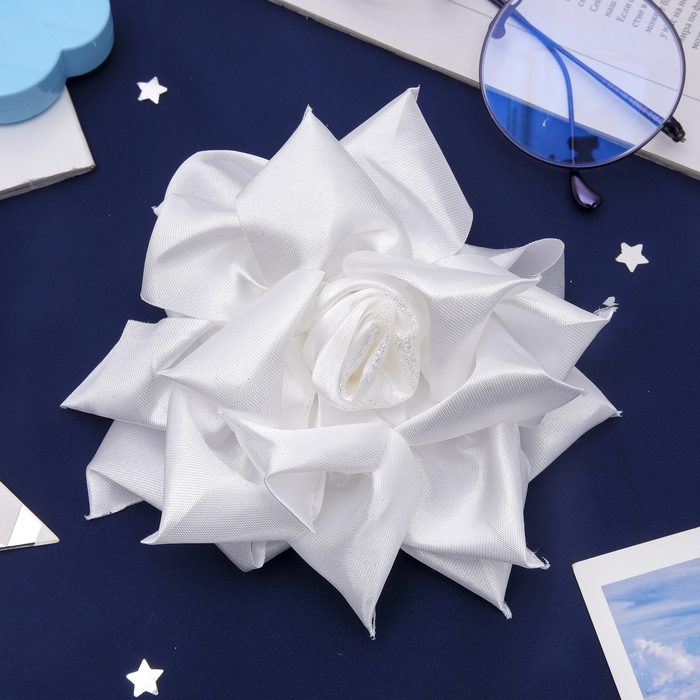 Бант для девочек "Атласный", с розочкой, микс