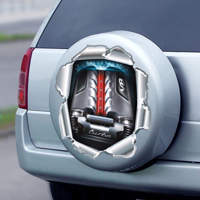 Наклейка на капот и короб для запаски автомобиля "Двигатель"