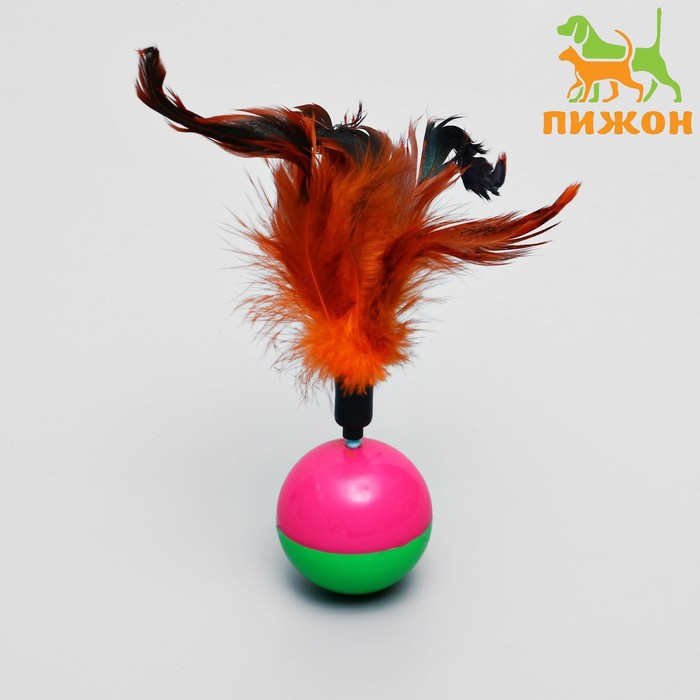 Игрушка-неваляшка для кошек с перьями, микс цветов игрушка неваляшка для кошек с пухом микс цветов 3811601
