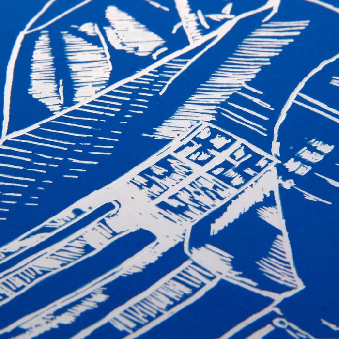 Гравюра "Джип", металлический эффект "радуга", синее покрытие, 21 х 30 см