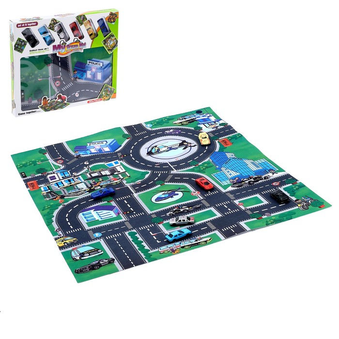 Коврик игровой "Город", с 6 машинами