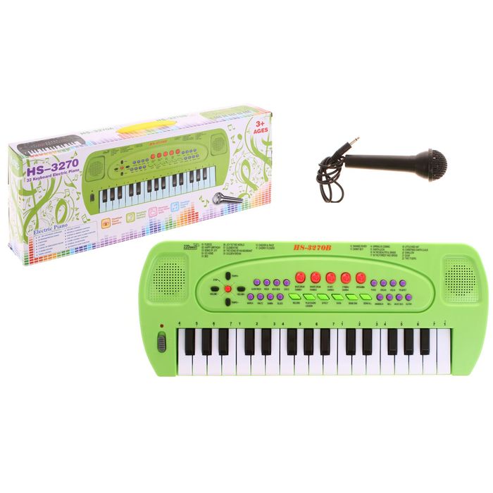 Синтезатор «Музыкант» с микрофоном, цвет зелёный