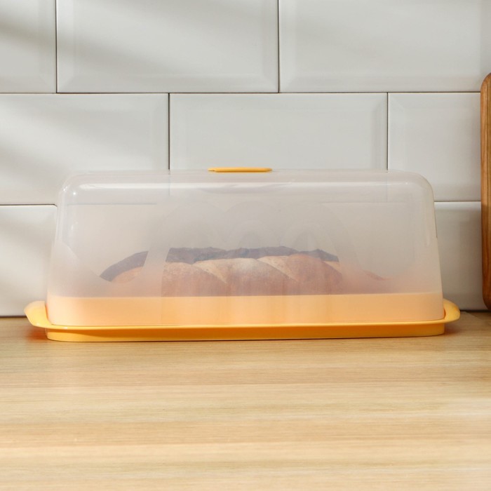 Хлебница с прозрачной крышкой, 36×22×13,5 см, цвет МИКС хлебница agness кантри деревянная с пластиковой крышкой 36 21 17 см