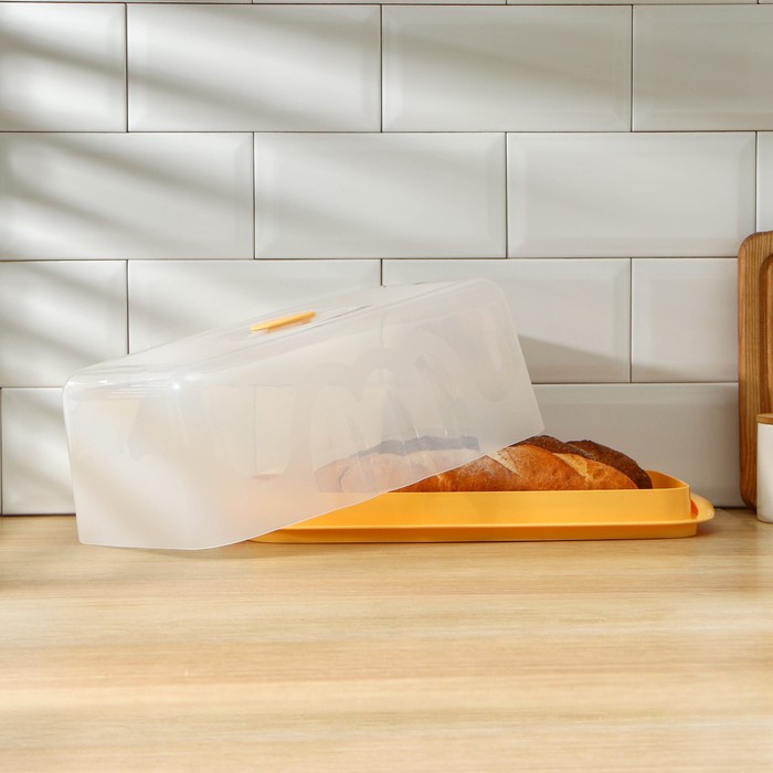 Хлебница с прозрачной крышкой, 36×22×13,5 см, цвет МИКС