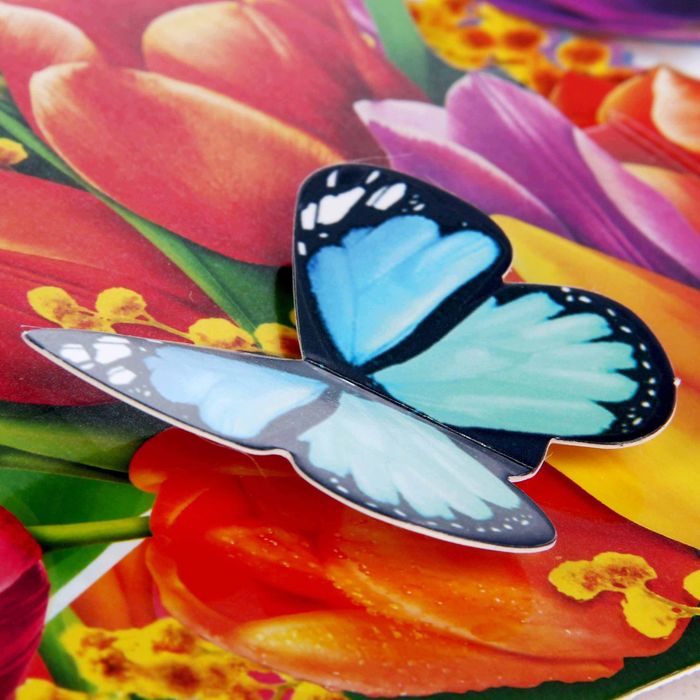 Коробка складная с 3D открыткой "С 8 марта!" тюльпаны