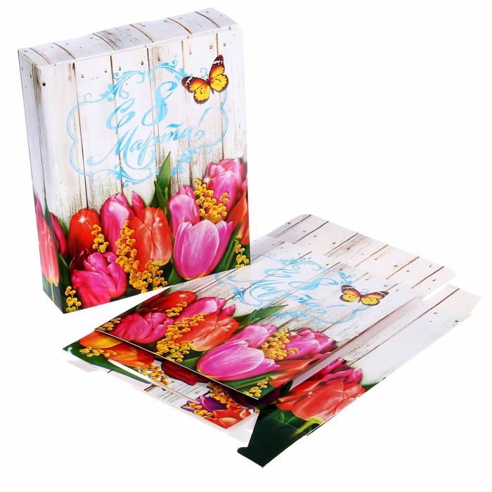 Коробка складная с 3D открыткой "С Днем рождения!"