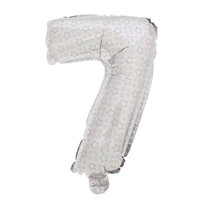 Шар фольгированный 18", цифра 7, цвет серебро
