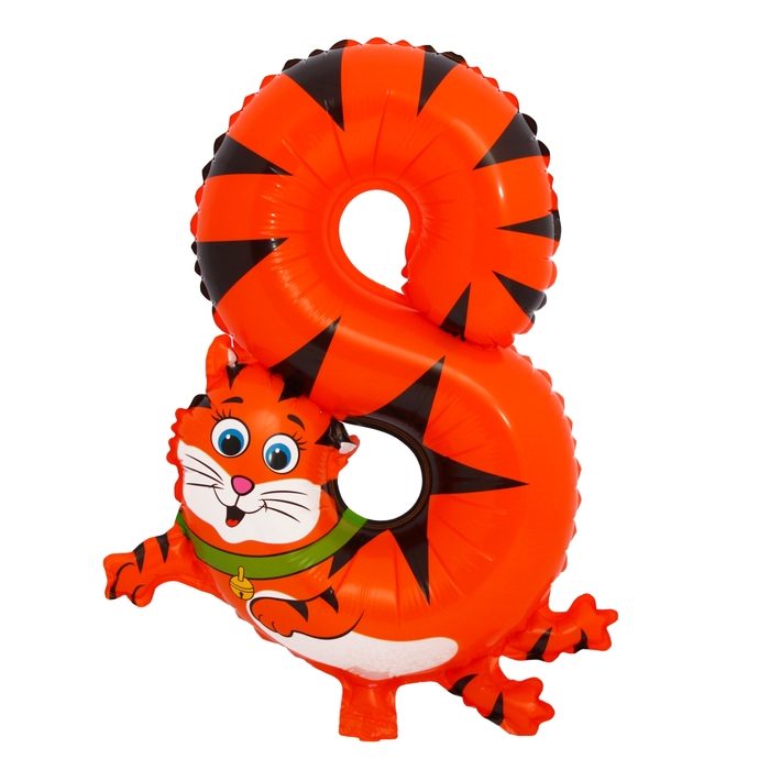 Шар полиэтиленовый 18" Цифра 8, кошка