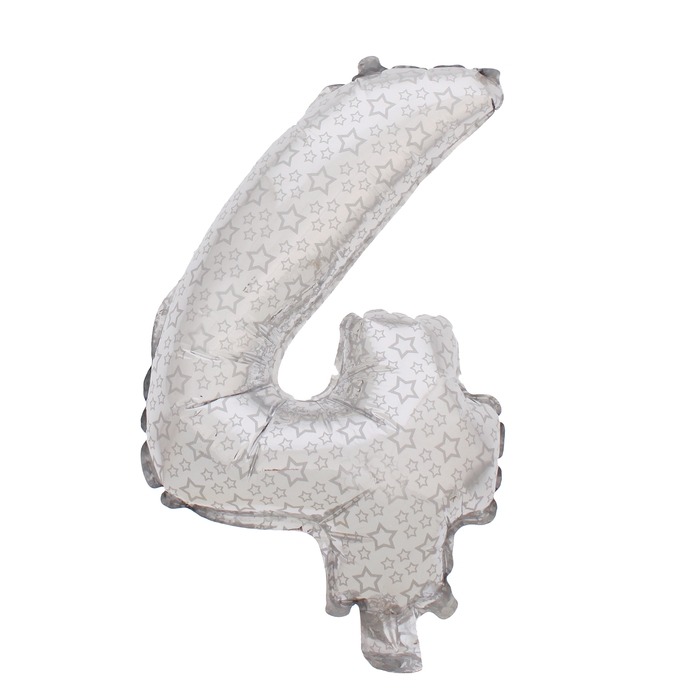 Шар фольгированный 18" Цифра 4, серебро