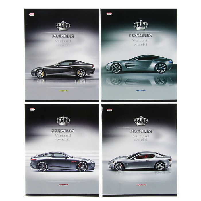 Тетрадь 60 листов клетка "Королевское авто", картонная обложка, МИКС