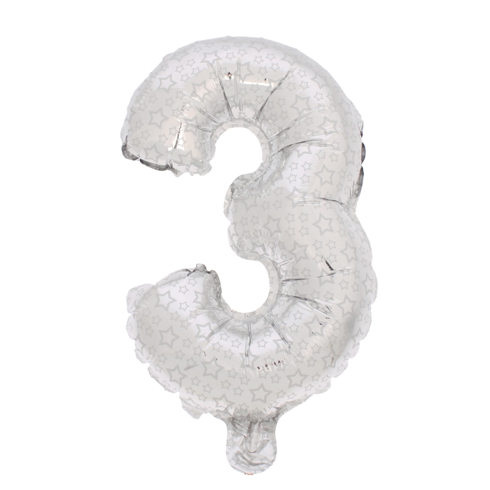 Шар фольгированный 18" Цифра 3, серебро