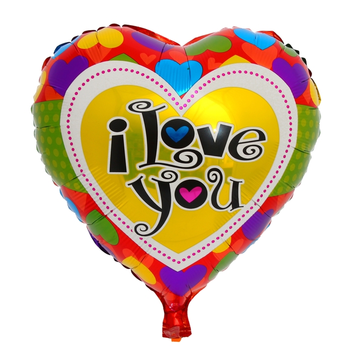 Шар фольгированный " Я Тебя Люблю" Сердце 18" с сердцами