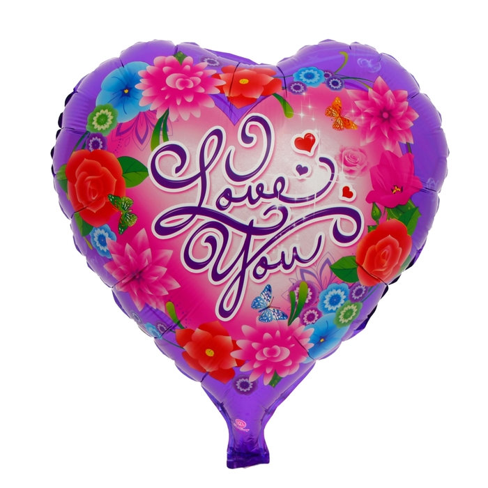 Шар фольгированный " Я Тебя Люблю" Сердце 18" с цветами