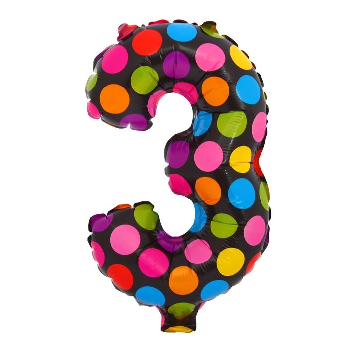 Шар полиэтиленовый 18" Цифра 3, горох