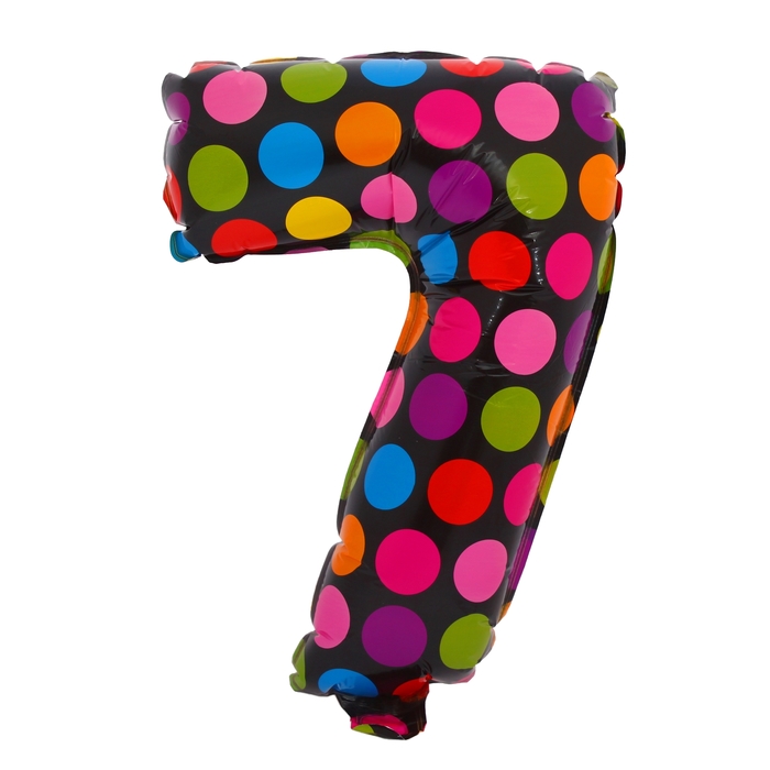 Шар полиэтиленовый 18" Цифра 7, горох