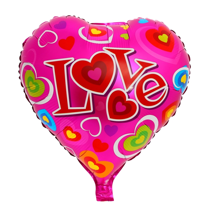 Шар фольгированный "Любовь" Сердце 18" с сердцами